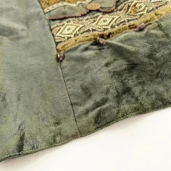 Vintage womens size small Rene Derhy Collection olive green gold boho Stud vest - Picture 5 of 8
